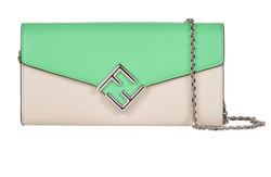 FF Diamonds Continental With Chain, Leather, White/Green,238-1835,DB/S,3*